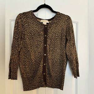 Michael Kors Leopard Cardigan, Sz M